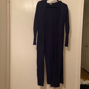 Long dark blue split Cardigan